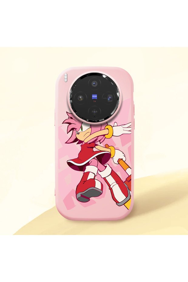 Vivo X300 Compatible Shock-Absorbing Camera Protected Pink Silicone Case