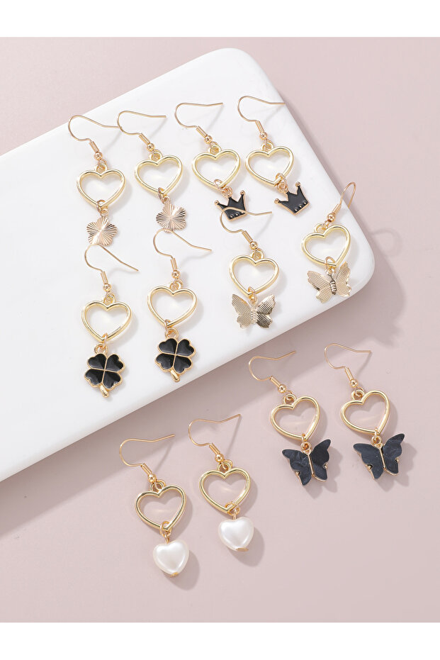 Girls Set of 6 - Butterfly Drop Earrings