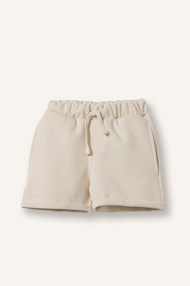 Regular Fit Elastic Waist Ecru Shorts for Baby Boy H8240A526Hs