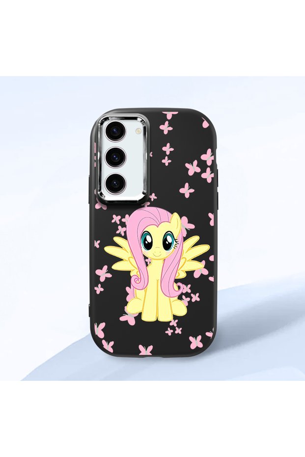 Samsung Galaxy S23 Compatible Shock-Absorbing Black Silicone Case with Camera Protection Fluttershy