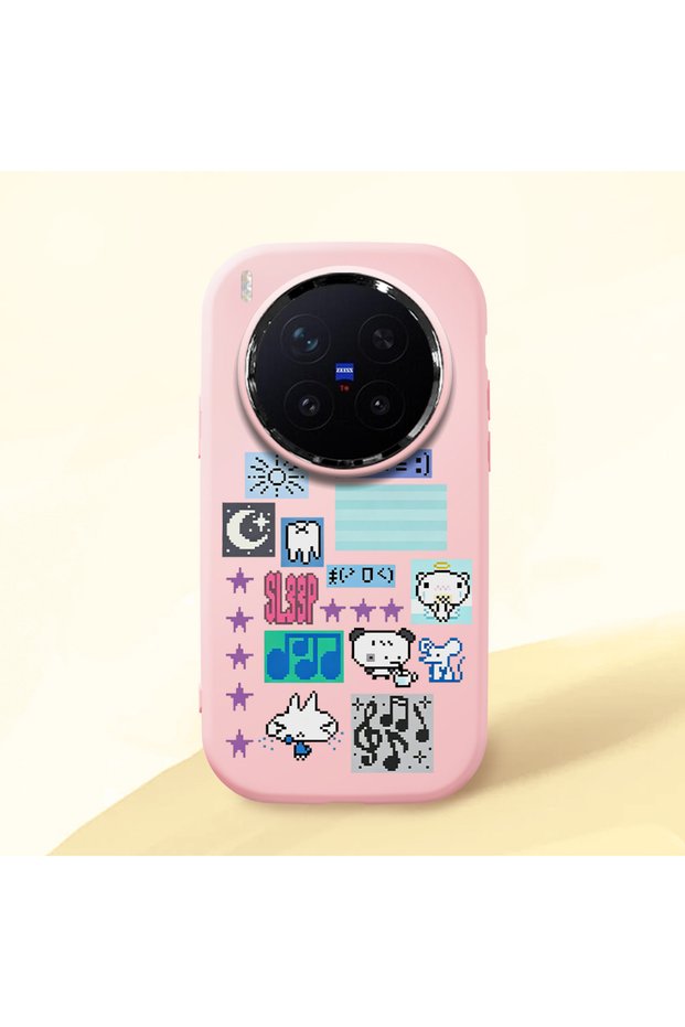 Vivo X300 Pro Compatible Shock-Absorbing Camera Protected Pink Silicone Case