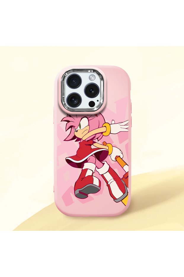 Pink Silicone Case Compatible with iPhone 15 Pro with Shock-Absorbing Camera Protections