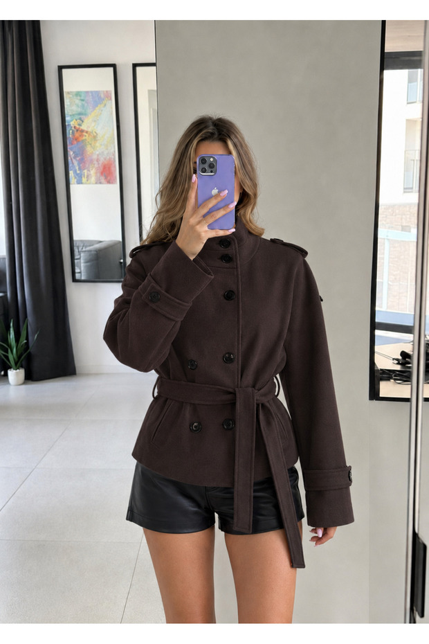 Kaşe Stand Collar Buttoned Jacket