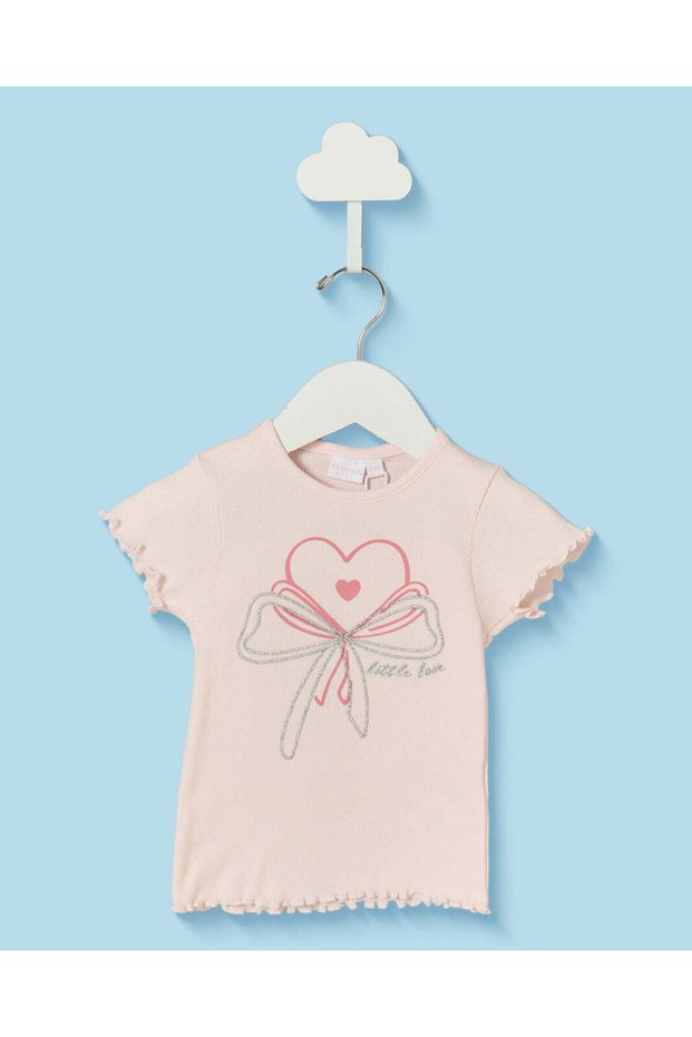 Infant Girls Pink Embroidered Rib T-Shirt