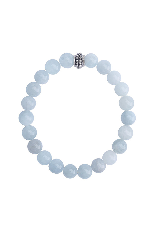 Aquamarine Natural Stone Bracelet (8mm Sphere Cut)