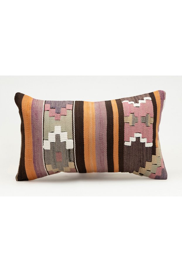 Handmade Vintage Throw Pillow Cover Made from Old Kilim, Wool, 30X50 cm