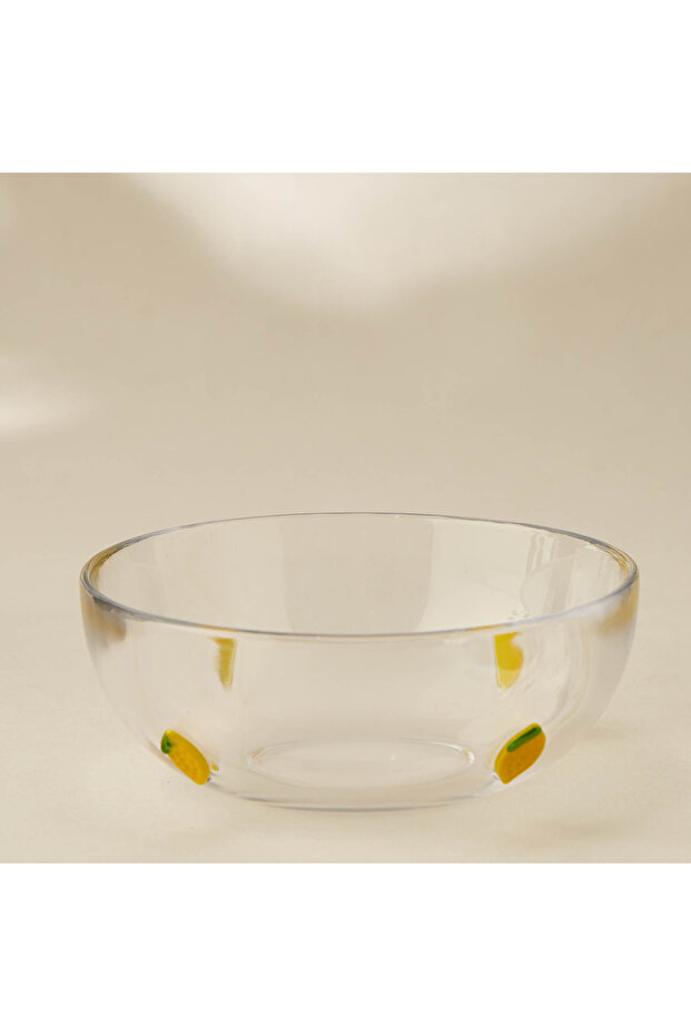 Lemon Accent Glass Serving Bowl - 13 cms