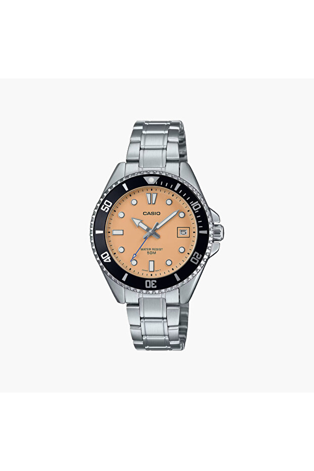 38 MM Silver Analog Stainless Steel Watch | MDV-10D-4A2VDF