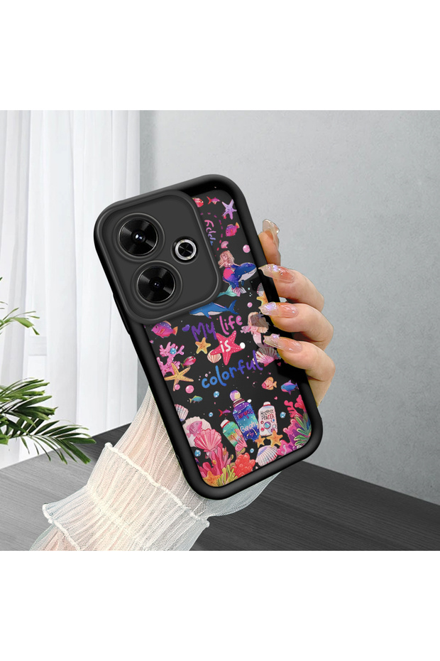 Poco M6 4g Compatible Black Silicone Case Shockproof with Camera Protection