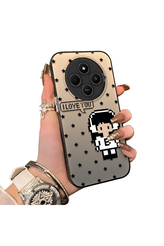 Xiaomi Redmi 14C 4G/5G Compatible Hard Acrylic Back Silicone Edge Lens Protection Case