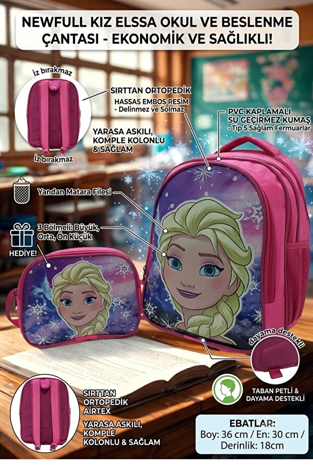 Girl Elsa School and Lunchbox Bag - Economical
