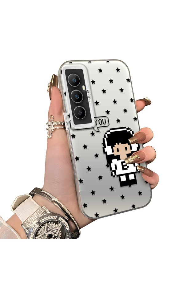 Realme C65 4g Compatible Hard Acrylic Back Silicone Edge Lens Protection Case