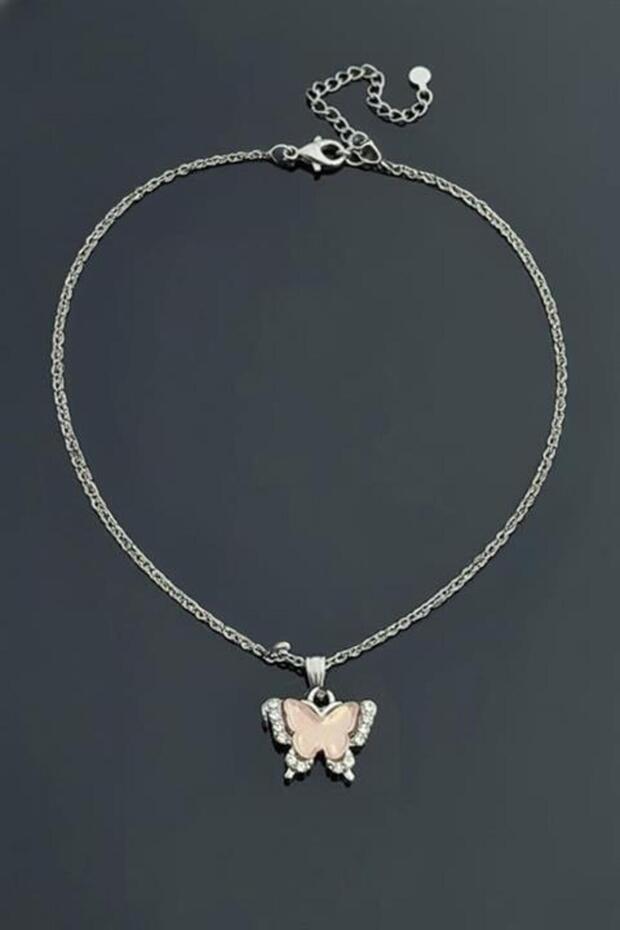Pink Butterfly Stone Necklace