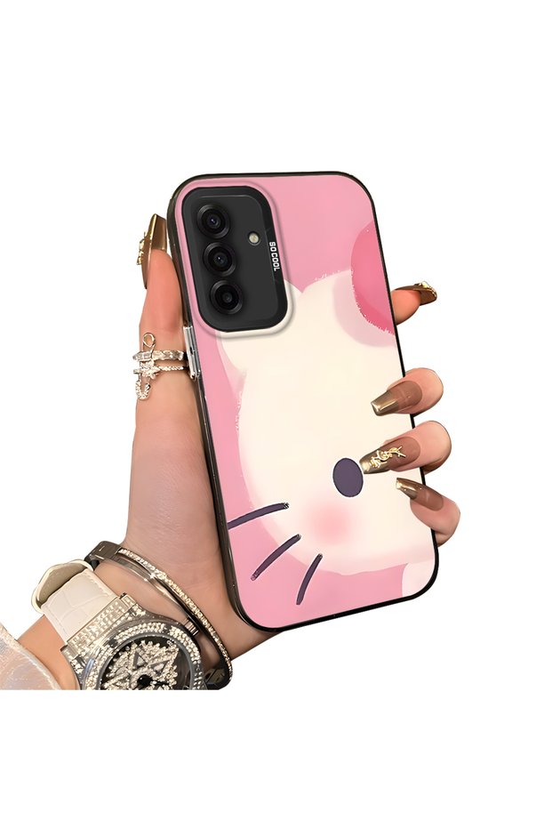 Samsung Galaxy A17 4G/5G Compatible Hard Acrylic Back Silicone Edge Lens Protection Kitty Case