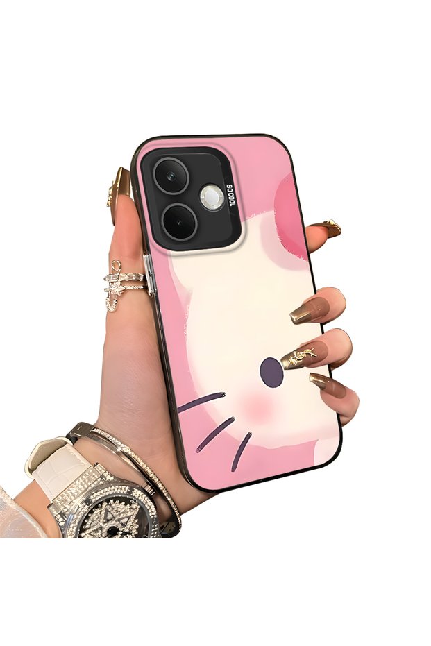 Oppo A5 Pro 4G/5G Compatible Hard Acrylic Back Silicone Edge Lens Protection Kitty Case