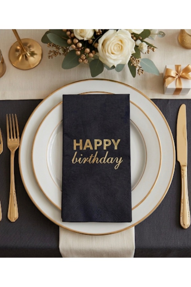 Gilded Birthday Napkins Happy Birthday Napkins 16-Pack