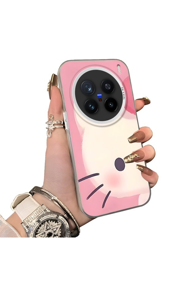 Vivo X200 Pro Compatible Hard Acrylic Back Silicone Edge Lens Protection Kitty Case