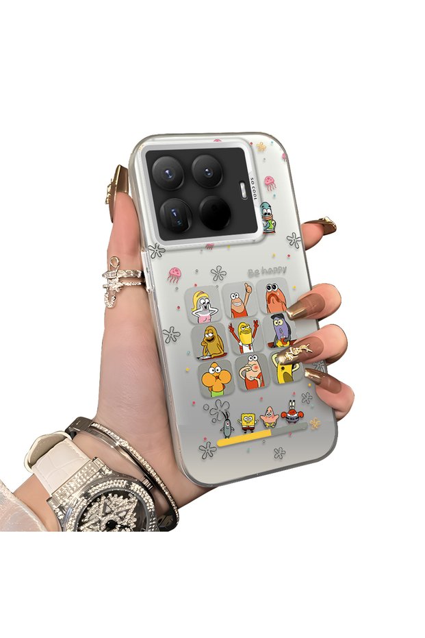 Xiaomi Mi 15t Pro Compatible Hard Acrylic Back Silicone Edge Lens Protection Case Cartoon