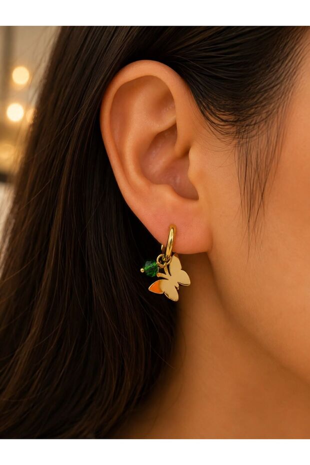Gold Butterfly Figured Dangle Earrings