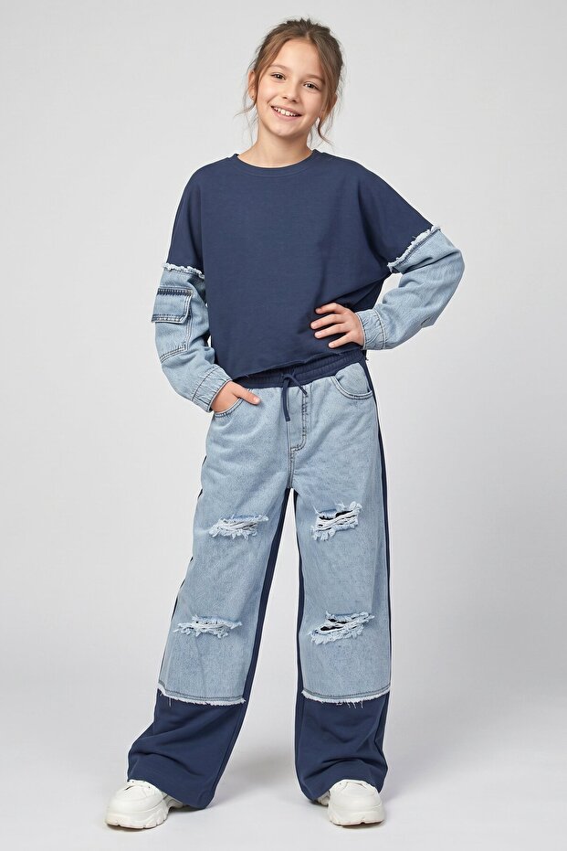 Girl's Denim Detailed Set