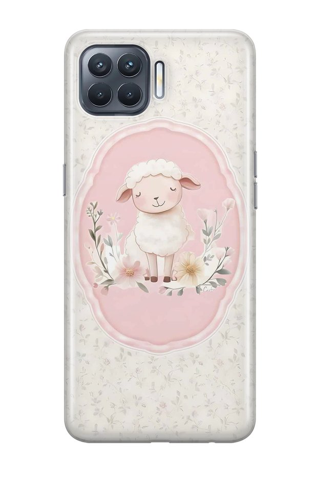 Oppo Reno 4 Lite Compatible Little Lamb Patterned Transparent Phone Case