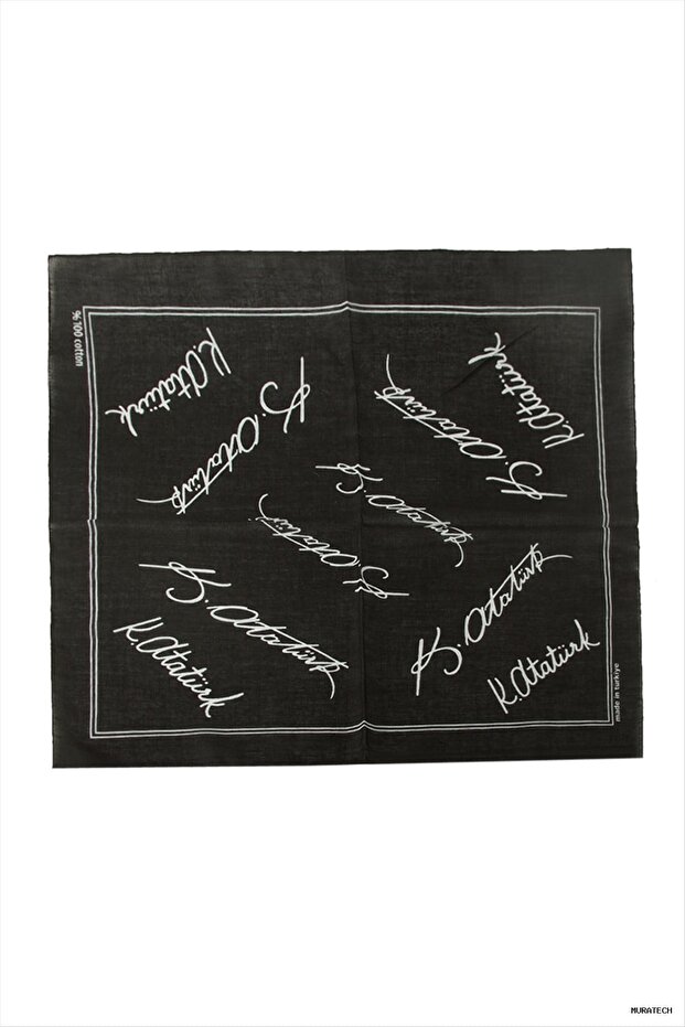 Muratech Atatürk Signed Patterned Bandana (170548) 50X50 Black