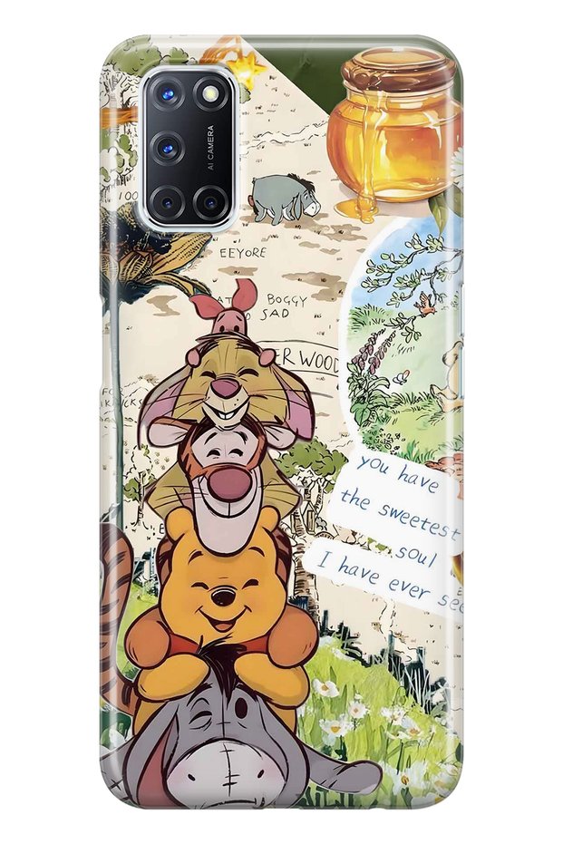 Oppo A52 / A72 / A92 Compatible Vintage Winnie Pooh Collage Pattern Transparent Phone Case