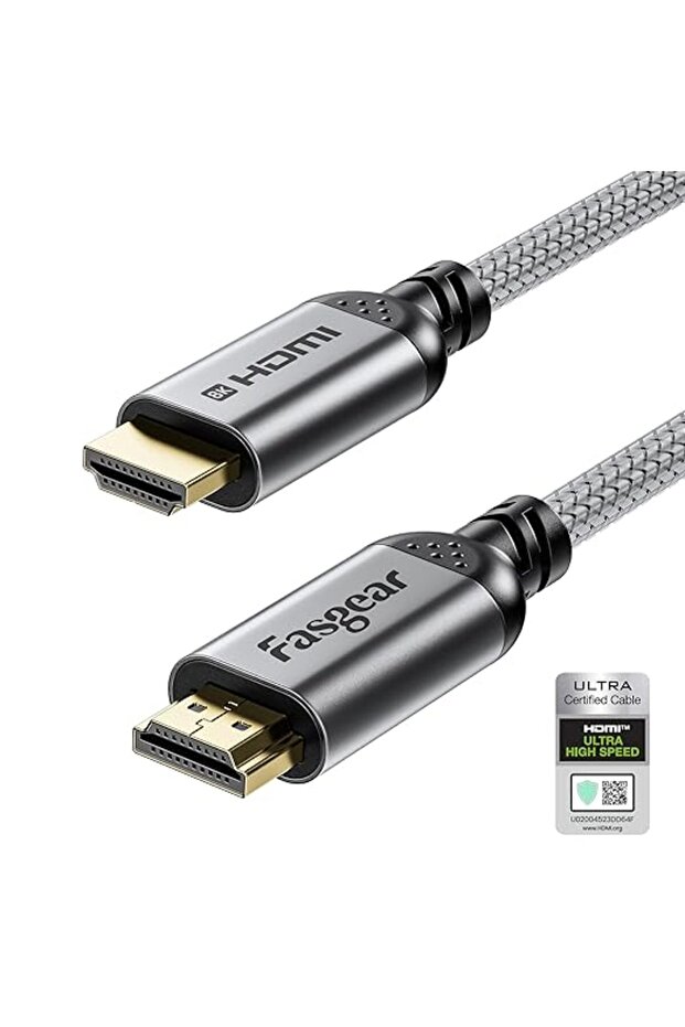 فاسجير كيبل HDMI 2.1 بطول 10 قدم معتمد بدقة 8 كيه 48 جيجابايت في الثانية فائق السرعة مضفر نايلون 8K@