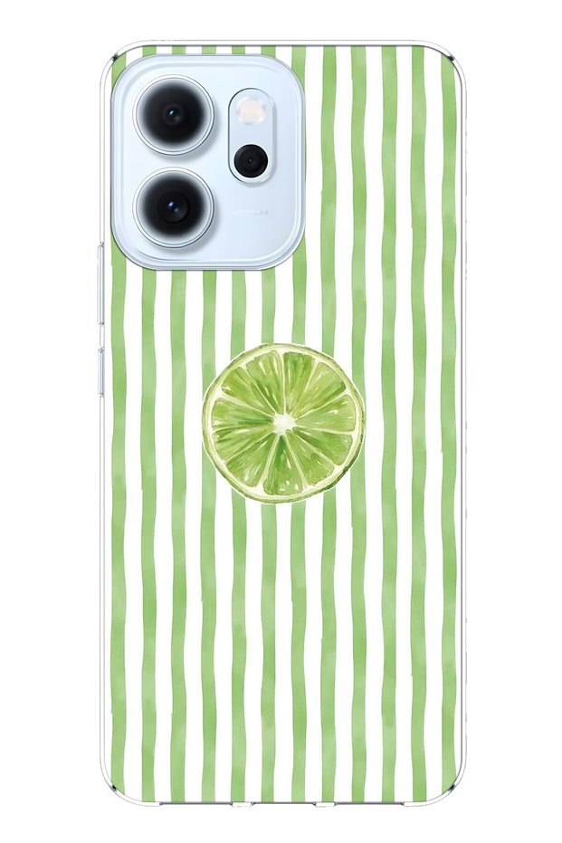 Oppo Reno 14F Compatible Lime Slice Patterned Transparent Phone Case