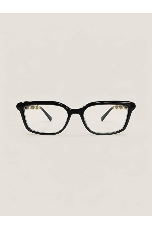 Unisex Rectangular Transparent Glass Glasses Black Frame Debast C1
