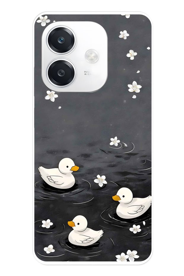 Oppo A3 Compatible Baby Ducks Patterned Transparent Phone Case