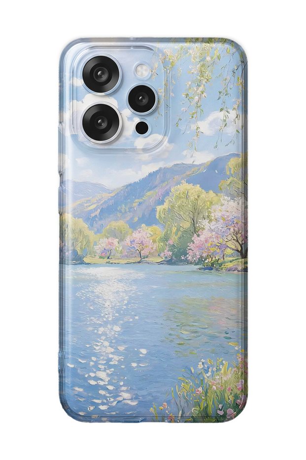 Oppo Reno 15 / 15F Compatible Monet Style Lake Landscape Pattern Transparent Phone Case