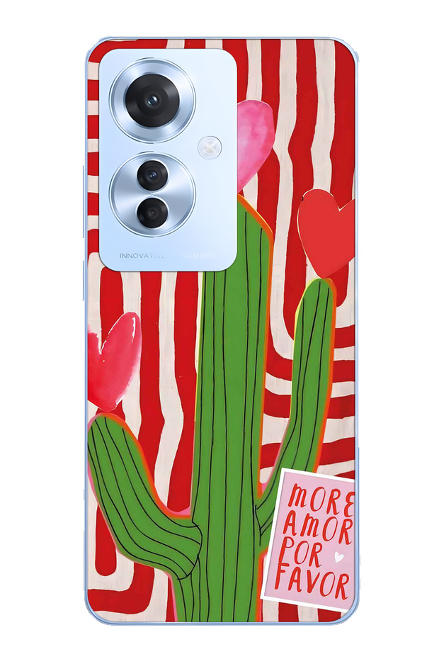 Oppo Reno 11F 5g Compatible Cactus Patterned Transparent Phone Case