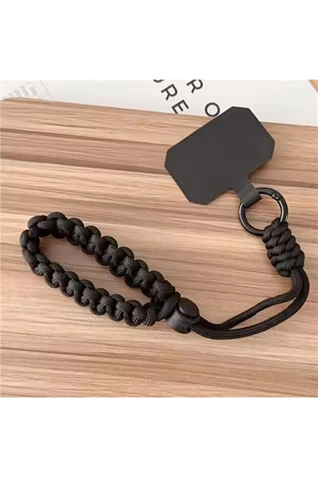 POLYESTER NYLON Black Lanière de téléphone créative, 1 pièce, dragonne tissée mignonne, bracelet de