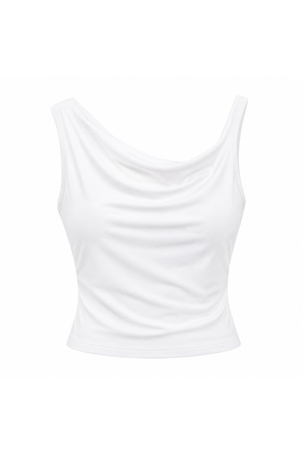 White Polyamide Low-Strap Blouse