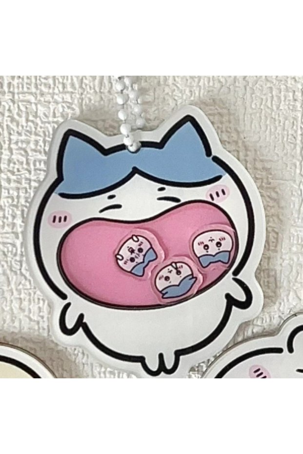 Bandai hachiwera jiyi Acrylic Shaker Keychain Cute Usagi Hachiware Jiikawa Bag Charm Pendant Kawaii