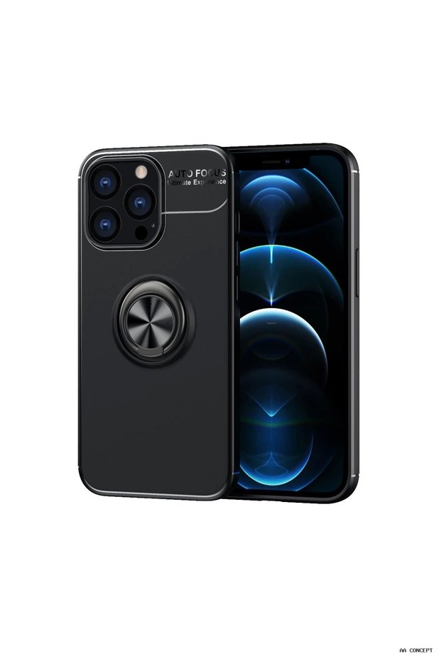 حافظة CONCEPTA لهاتف iPhone 13 Pro Max من السيليكون مع حلقة (185736) - أسود