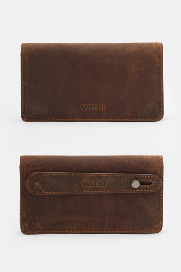 Men's Wallet Genuine Leather Men's Card Holder Functional Long Wallet Phone Coin Mason