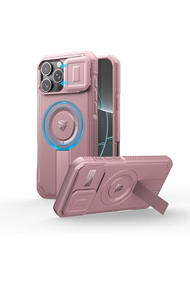 Dexnur for iPhone 16 Pro Max Case with Slide Camera Cover & Adjustable Kickstand, Durable Magnetic Protective Cover