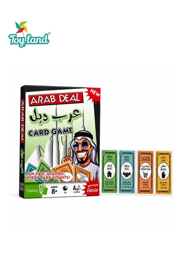 Arab Deal Family Card Game – Arabic & English Fast-Dealing Strategy Game for 2–5 Players, Fun Party & Family Entertainment Game for Ages 8+