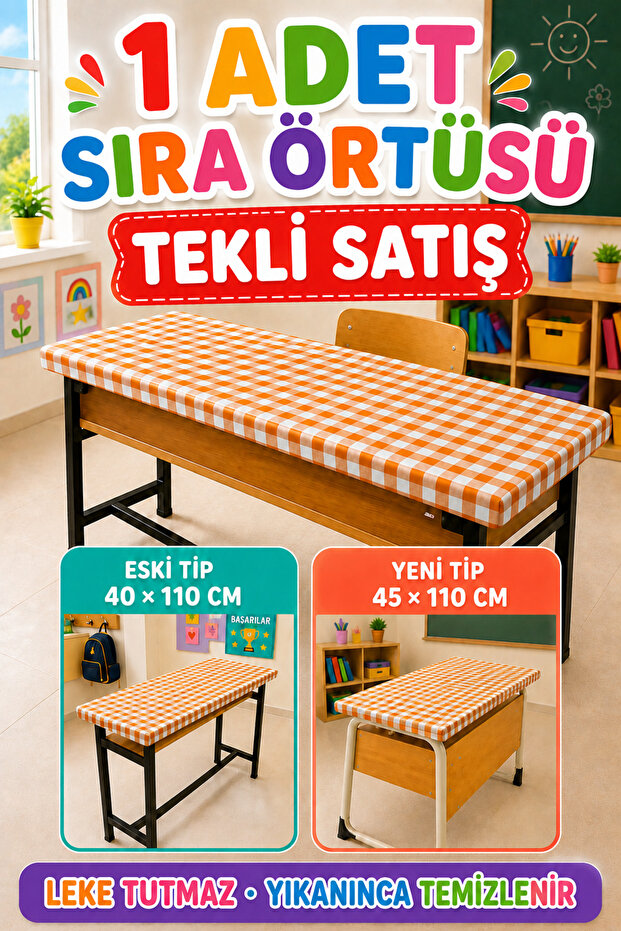 1 Piece Washable Stain-Resistant Elastic School Desk Cover – Durable and Easy-To-Use Desk Protector with Different Size Options