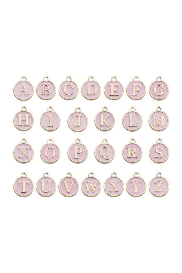 A-Z Pink 26pcs 26pcs 12*14mm A-Z Letter Charms Enamel Charms Alphabet Initial Letter Handmade Pendan