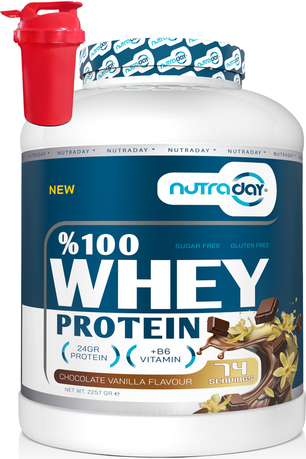 Whey Protein 2257 Gr 74 Servings Chocolate Vanilla Flavored 24 Grams of Protein 100% Protein Powder Shaker Gifted with a Shaker