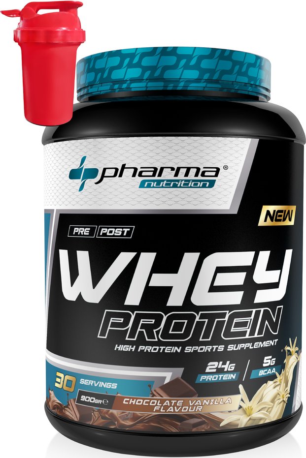 Whey Protein 900 Gr 30 Servings Chocolate Vanilla Flavored 24 Grams of Protein 100% Protein Powder Shaker Included