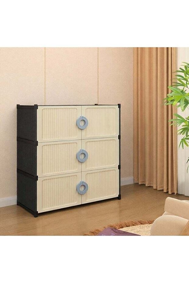 3-Tier Shoe Organizer & Storage Cabinet, Closed Shoe Rack with Drawers, Multipurpose Plastic Storage Organizer