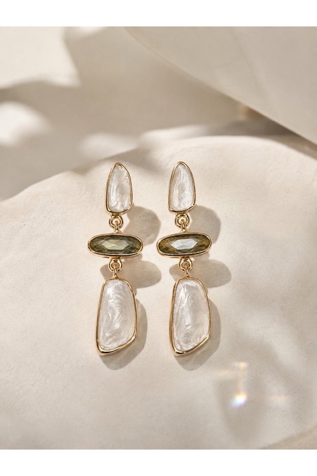 Vip Look Gold Dangle Earrings with Zircon Stones for Women | Stylish Long Stone Earrings