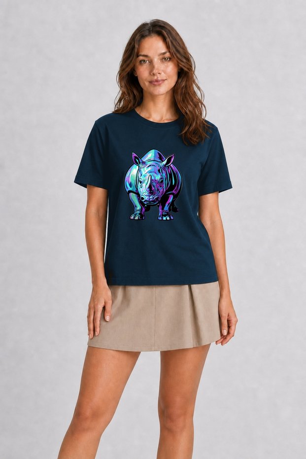 Women's Pop-Art Rhino Design - Navy Blue
