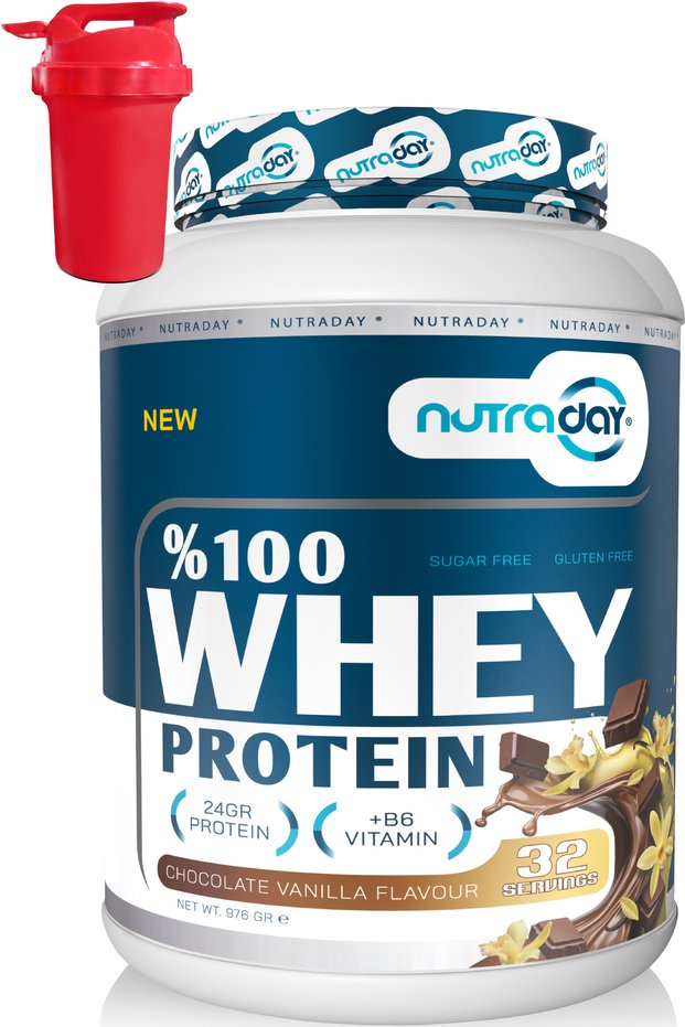Whey Protein 976 Gr 32 Servings Chocolate Vanilla Flavored 24 Grams of Protein 100% Protein Powder Shaker Gifted with a Shaker