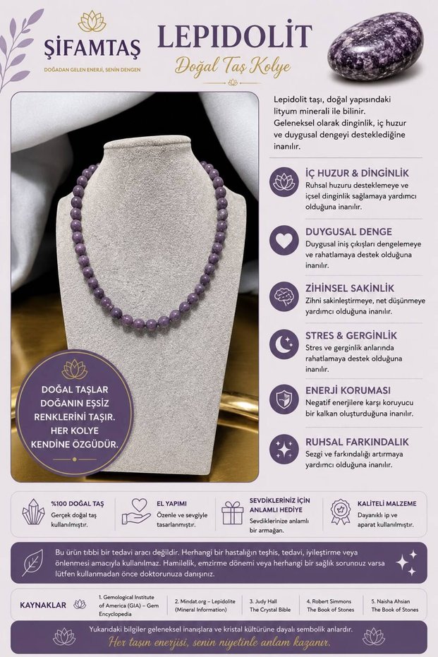 Lepidolit Natural Stone Necklace