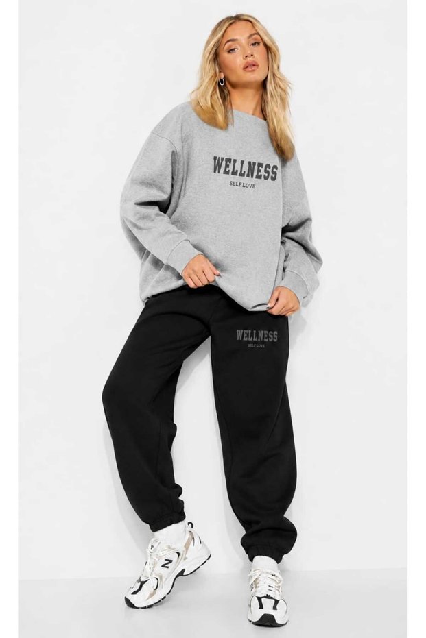 Oversize Wellness Self Love Written Tracksuit Set Unisex